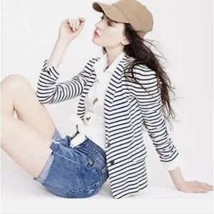 J Crew Nautical Stripe Blazer Womens M Blue White Maritime NWT 84593 NEW Coastal